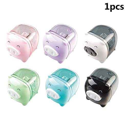 Product Cover Xeminor Stockton 1PCS Pencil Sharpener Creative 1 Holes Cute Pig Pattern and Kawaii Smiling Face School Supplies Stationery Random Color