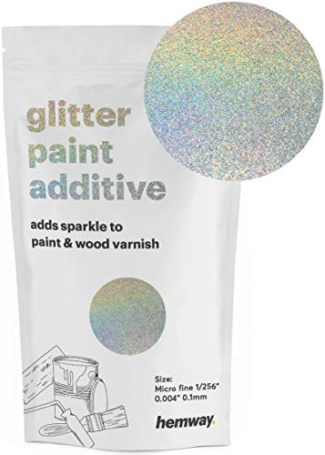 Product Cover Hemway MICROFINE Glitter Paint Additive Emulsion Water Based Paints 100g (Silver Holographic)