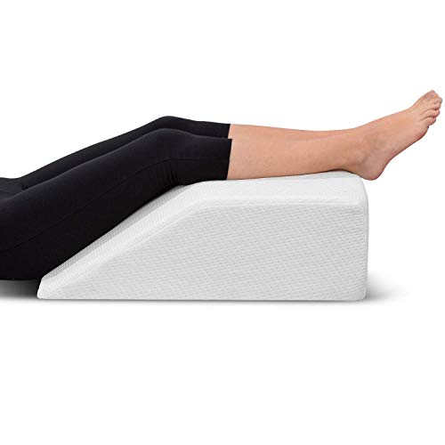 Product Cover Leg Elevation Pillow - with Memory Foam Top, High-Density Leg Rest Elevating Foam Wedge- Relieves Leg Pain, Hip and Knee Pain, Improves Blood Circulation, Reduces Swelling - Breathable, Washable Cover