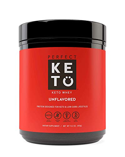 Product Cover Perfect Keto Pure Whey Protein Powder Isolate | Delicious 100% Grass Fed Whey | No Artificials, Gluten Free, Soy Free, Non-GMO (Unflavored)