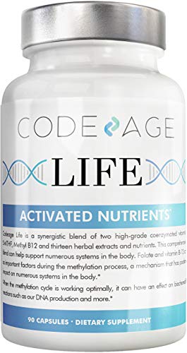 Product Cover Codeage Life Telomere Supplements, 5 MTHF, Active Vitamin B9 Folate, Astragalus, DNA, Healthy Aging, Methylation, Multi Pathway, Non GMO, 90 Capsules