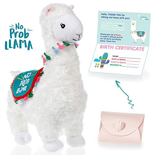 Product Cover llama stuffed animal - The Original No Prob Llama lama alpaca plush animals toy. Perfect Llama gifts for Baby Showers, Birthdays, Graduation or Christmas. Cute, Fun, Super Soft, and Pre Gift Wrapped!