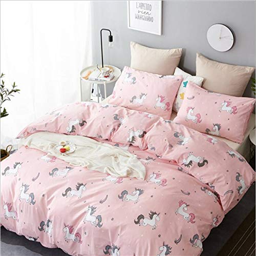 Product Cover WINLIFE Unicorn Bedding Set Pink Girls Bedding Duvet Cover Set with Corner Ties Full