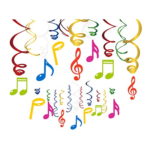 Product Cover CC HOME Music Notes Decorations, Musical Note Whirls Decoration,Music Notes Birthday Party Supplies,Music Note Ceiling Hanging Swirl Decoration for Kids,Adults,Music Party Decorations 30 PCS