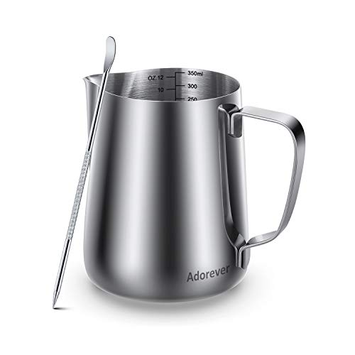 Product Cover Milk Frothing Pitcher 350ml 600ml 900ml 1500ml(12oz 20oz 32oz 50oz) Steaming Pitchers Stainless Steel Milk Coffee Cappuccino Latte Art Barista Steam Pitchers Milk Jug Cup with Decorating Art Pen