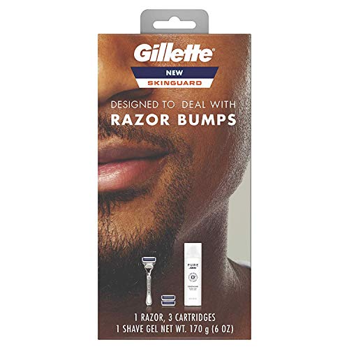 Product Cover Gillette SkinGuard Men's Razor for Sensitive Skin, 3 Blade Refills + Gillette Pure Shave Gel 6oz