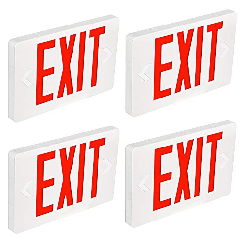Product Cover Hykolity Ultra Slim LED Exit Sign, Red Letter Emergency exit Lights, 120V-277V Universal Mounting Double Face - 4 Pack
