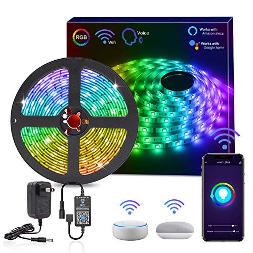 Product Cover HitLights Smart WiFi LED Strip Lights, 16.4FT RGB 5050 LED Light Kit Working with Alexa, Google Home Phone APP Controlled for Christmas, Party, TV, Gaming Room, Home Theater, Dorm & DIY Decoration