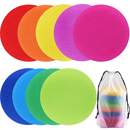 Product Cover SIQUK 63 Pieces Spot Markers Carpet Markers Sitting Spots Hook and Loop for Classroom, 9 Colors