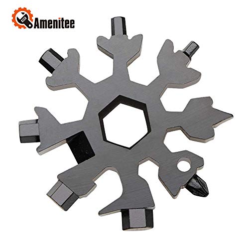 Product Cover Amenitee 18-in-1 Snow Multi-Tool - Easy N Genius - Saker 18-in-1 Stainless Steel Snowflakes Multi-Tool (Black)