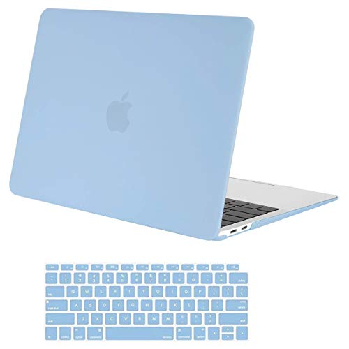 Product Cover MOSISO MacBook Air 13 inch Case 2019 2018 Release A1932 with Retina Display, Plastic Hard Shell Case & Keyboard Cover Skin Only Compatible with MacBook Air 13 with Touch ID, Airy Blue