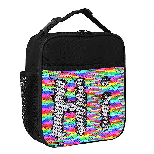 Product Cover Insulated Mermaid Lunch Box, Reversible Sequin Flip Color Change Fashion Lunch Tote, Perfect for Working Women or Kids (Rainbow002)