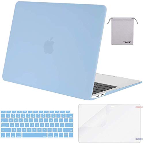 Product Cover MOSISO MacBook Air 13 inch Case 2019 2018 Release A1932 with Retina Display, Plastic Hard Shell & Keyboard Cover & Screen Protector & Storage Bag Compatible with MacBook Air 13, Airy Blue