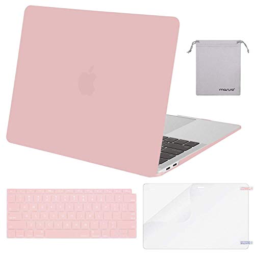 Product Cover MOSISO MacBook Air 13 inch Case 2019 2018 Release A1932 with Retina Display, Plastic Hard Shell & Keyboard Cover & Screen Protector & Storage Bag Compatible with MacBook Air 13, Rose Quartz