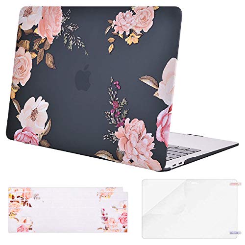 Product Cover MOSISO MacBook Air 13 inch Case 2019 2018 Release A1932 with Retina Display, Plastic Pattern Hard Shell & Keyboard Cover & Screen Protector Only Compatible with MacBook Air 13, Pink Peony
