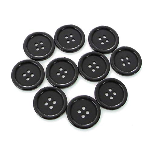 Product Cover Seeking ROAM Buttons 4 Hole, 1 Inch, Resin, 10 Pieces, Black (Black)