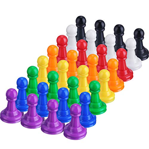 Product Cover Shappy 32 Pieces Multicolor Plastic Pawn Chess Pieces for Board Games Pawns Tabletop Markers 1 Inch