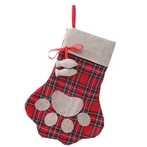 Product Cover E-FirstFeeling Pet Paw Christmas Stocking for Cat Dog Large Cat Christmas Paw Stocking Christmas Decorations (Fish)