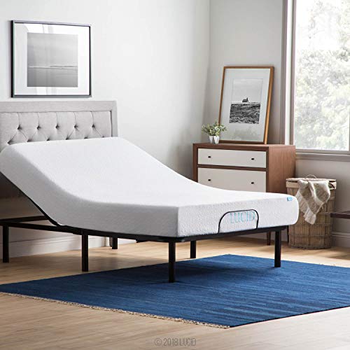Product Cover LUCID L100 Adjustable Bed Base Steel Frame - 5 Minute Assembly - Head and Foot Incline - Wired Remote Control - Full