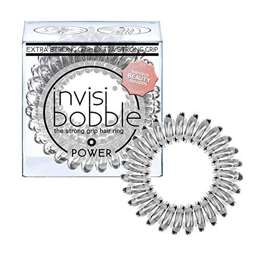 Product Cover invisibobble Power Traceless Hair Ring (Crystal Clear) - Hair Coils, Coil Hair Ties- 3pcs