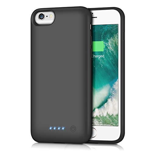 Product Cover Battery Case for iPhone 6S/6 6000mAh,Yacikos Rechargeable Ultra Slim Portable Battery Pack Charging Case for iPhone 6S/6(4.7 inch) Extended Power Bank Protective Charger Case- Black
