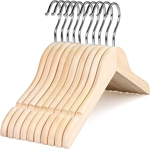 Product Cover TOPIA HANGER Unfinished/Natural Kids Children Baby Wood Wooden Clothes Dress Shirt Hangers with No Painting - 360°Stronger Flexible Hook- Extra Smoothly Cut Notches, 10 Pack CT09N