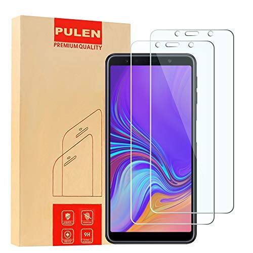 Product Cover [2-Pack] PULEN for Samsung Galaxy A7 (2018) Screen Protector,HD Clear Anti-Scratch Bubble Free Anti-Fingerprints 9H Hardness Tempered Glass for Samsung Galaxy A7 2018 A750
