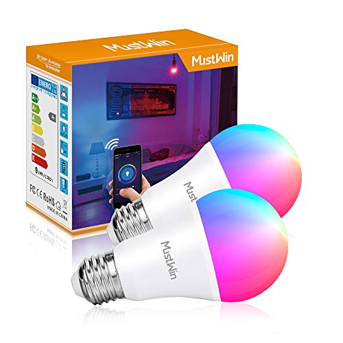 Product Cover MustWin 9W WiFi LED Bulb E26 Smart Bulbs Alexa, A19 Multicolor Color Changing Bulb, RGB+Warm White, Work with Siri,Alexa, Google Home (No Hub Required)