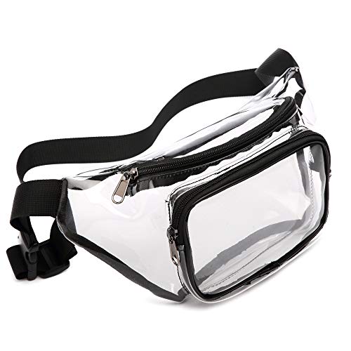 Product Cover Fanny Pack, Veckle Clear Fanny Pack Waterproof Cute Waist Bag Stadium Approved Clear Purse Transparent Adjustable Belt Bag for Women Men, Travel, Beach, Events, BTS Concerts Bag, Black