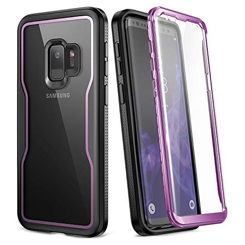 Product Cover YOUMAKER Crystal Clear Case for Galaxy S9, Full Body with Built-in Screen Protector Slim Fit Cover for Samsung Galaxy S9 (2018) - Purple/Black