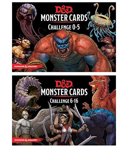 Product Cover D&D: Monster Cards 5e Bundle Including Monster Cards - Challenge 0-5 Deck and Challenge 6- 16 Deck