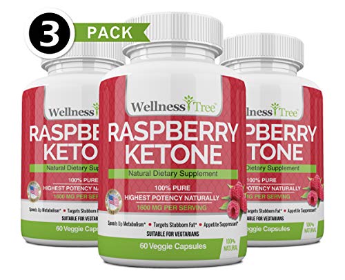 Product Cover Raspberry Ketones Max Strength 1600mg - Natural Weight Management - Potent, Premium Ingredients Boost Energy & Metabolism (3 Pack)