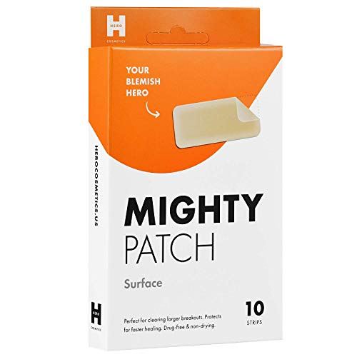 Product Cover Mighty Patch Surface - Hydrocolloid Large Acne Pimple Patch Spot Treatment (10 count) for Body and Larger Breakouts on Cheek, Forehead, Chin, Vegan, Cruelty-Free