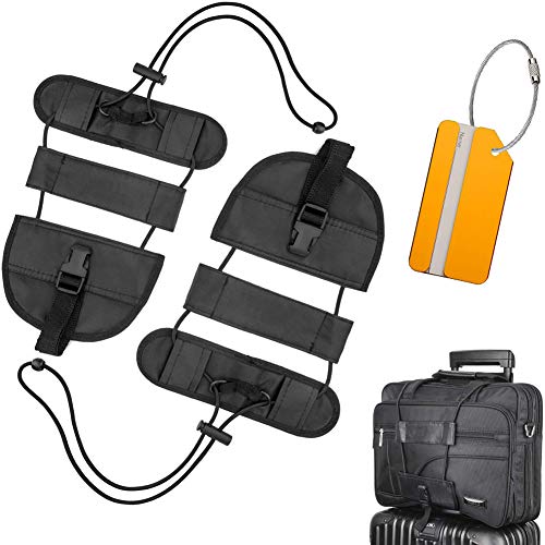 Product Cover FXICAI Luggage Straps Adjustable Travel Suitcase Bag Belt Label Accessories (Black-Set of 3)