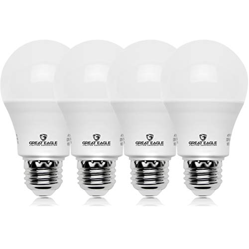 Product Cover Great Eagle A19 LED Light Bulb, 9W (60W Equivalent), UL Listed, 3000K (Soft White), 800 Lumens, Non-dimmable, Standard Replacement (4 Pack)