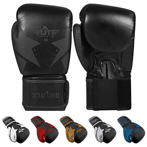 Product Cover Elite Sports Muay Thai Gloves, Men's, Women's Best Kickboxing Pair of Breathable Gloves