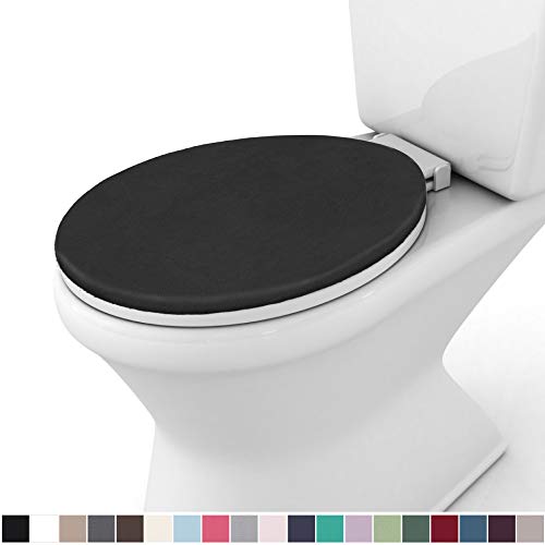 Product Cover Gorilla Grip Original Thick Memory Foam Bath Room Toilet Lid Seat Cover, 19.5 Inch x 18.5 Inch Size, Machine Washable, Plush Fabric Covers, Fits Most Size Toilet Lids for Children's Bathroom, Black
