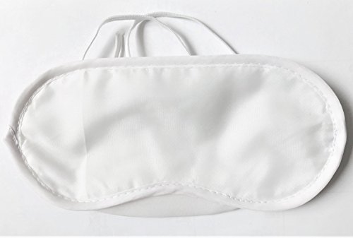 Product Cover Sleep Mask White 20PCS Bulk $0.58/PC ($11.60 PER 20PCS)- Advertising Promotional Item. W/Nose Guard and 2 Straps-Matching Elastic - Blindfold (White) by EZ REST