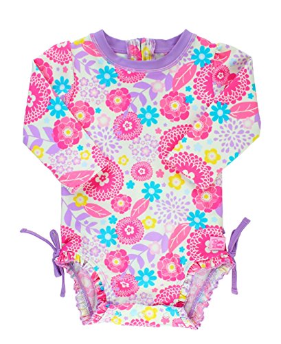 Product Cover RuffleButts Baby/Toddler Girls UPF 50+ Sun Protection Long Sleeve One Piece Swimsuit with Zipper