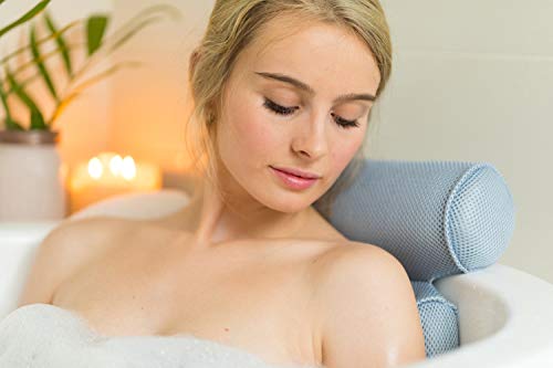 Product Cover Luxurious 3D Breathable Air Mesh Premium Support Head, Neck, Shoulder, Back Spa Bath Pillow (Blue)
