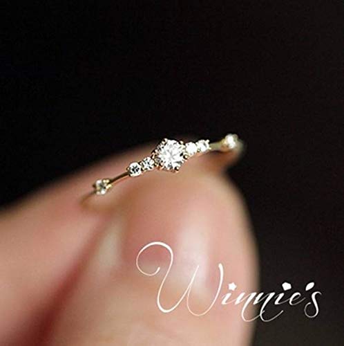 Product Cover JESMING 7 Tiny Diamond Pieces of Exquisite Small Fresh Style Ladies Engagement Ring Jewelry (Rose Gold,6)