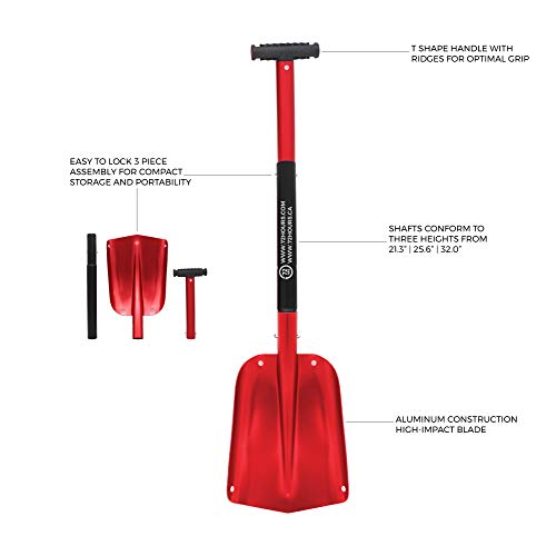 Product Cover 72HRS Aluminum Compact Multi-Purpose Snow Shovel Includes Drawstring Bag (26''-32'')