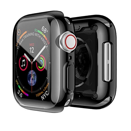 Product Cover Smiling Case for Apple Watch Series 4 & Series 5 with Buit in TPU Clear Screen Protector 44mm- All Around Protective Case High Definition Clear Ultra-Thin Cover for Apple watch Series 4/5 44mm (black)