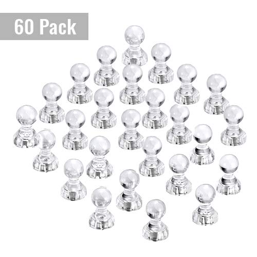 Product Cover 60 Pack Powerful Push Pin Magnets, Clear Crystal Color Idea for Holding Paper Photo Calendar on Refrigerator, Whiteboard and Dry Erase Board By House Again