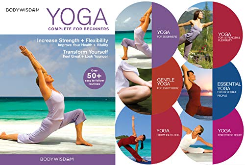 Product Cover Yoga for Beginners Deluxe 6 DVD Set: 8 Yoga Video Routines for Beginners. Includes Gentle Yoga Workouts to Increase Strength & Flexibility