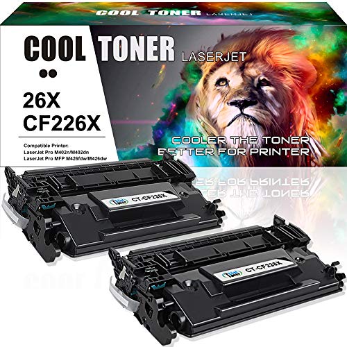 Product Cover Cool Toner Compatible Toner Cartridge Replacement for HP 26X CF226X 26A CF226A Laserjet Pro MFP M426fdw M426fdn M426dw Laserjet Pro M402n M402dn M402dw M402 M402d 402n M426 Printer Ink (Black 2-Pack)