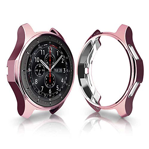 Product Cover Case Compatible with Samsung Gear S3 Frontier & Classic & Galaxy Watch 46MM, FOLOME Soft TPU Plated [Scratch-Proof] All-Around Protective Bumper Shell (Rose Pink)