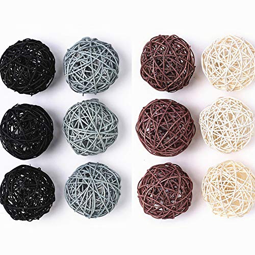 Product Cover Byher 24-Pack Wicker Rattan Balls - Decorative Balls for Bowls, Vase Filler, Coffee Table Decor, Wedding Party Decoration (Large-9CM-12pcs-)