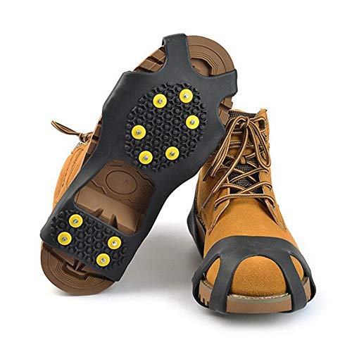 Product Cover StyleZ 10-Stud Spikes Anti Slip Snow Ice Grips Over Shoe Traction Cleats Rubber Crampons Slip-on Stretch Footwear (L)