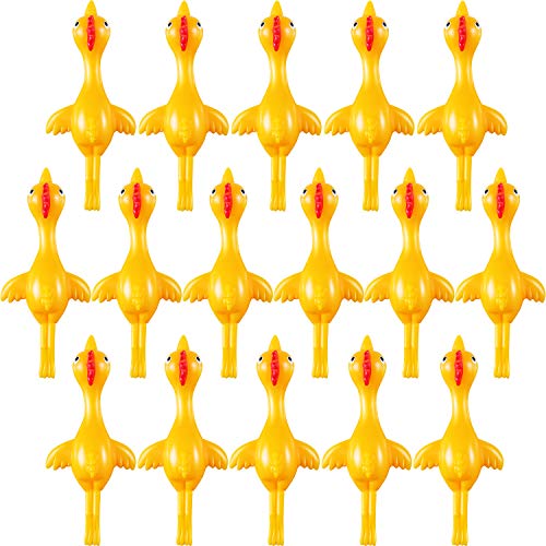 Product Cover Sumind 16 Pack Slingshot Chicken Rubber Chicken Flick Chicken Flying Chicken Flingers Stretchy Funny Christmas ,Easter Chicks Party Activity for Children (16 Pack Yellow)